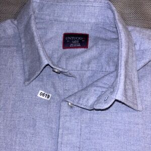 UNTUCKit Mens Slim Fit Long Sleeve Cotton Flannel Button Down Shirt Blue Large